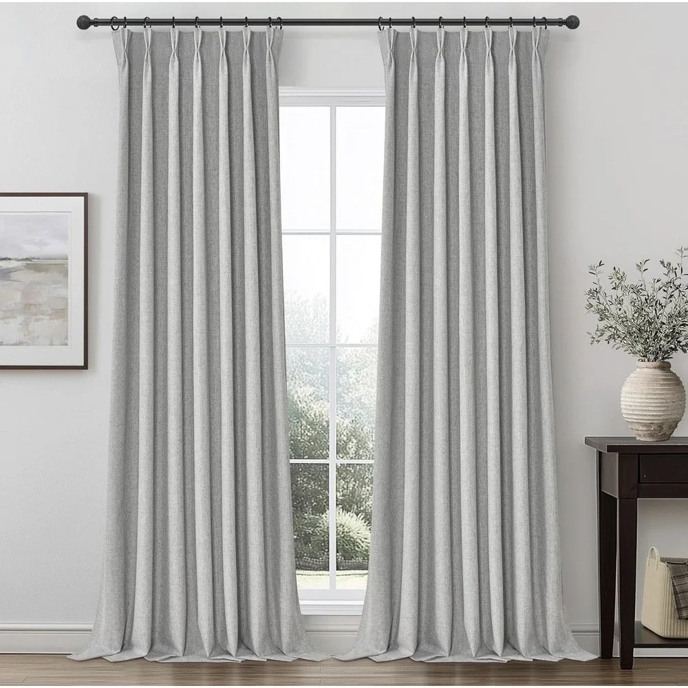 Gray Extra Long Drapes 2 Panel Pinch Pleat Curtain Blackout 108